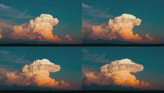 4K - 黄昏天空中的巨大云团高清在线视频素材下载