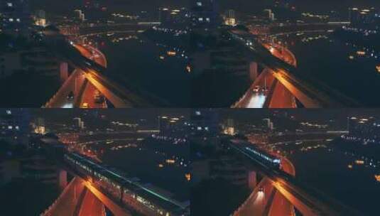 重庆交通夜景航拍高清在线视频素材下载