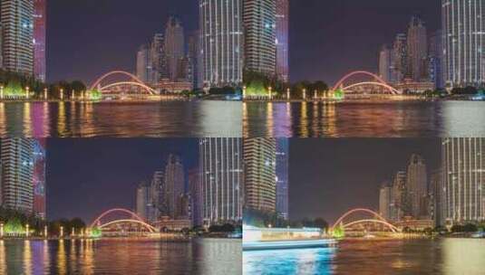 天津海河夜景延时天津大沽桥夜景延时高清在线视频素材下载