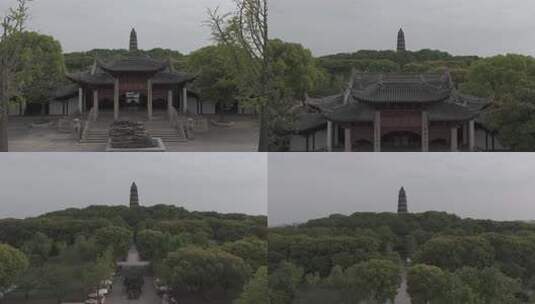 中式建筑与自然景观结合的鸟瞰画面高清在线视频素材下载