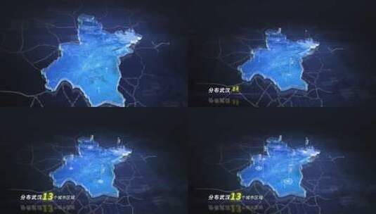 【无插件】蓝色科技感地图武汉高清AE视频素材下载