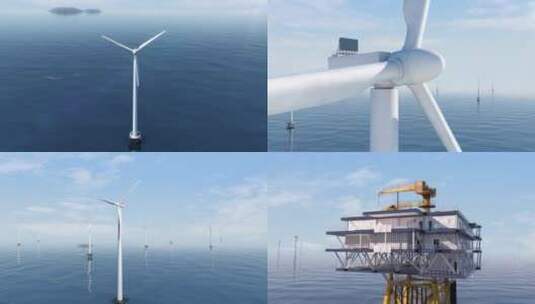 海上风电 风力发电 风车 环保高清AE视频素材下载