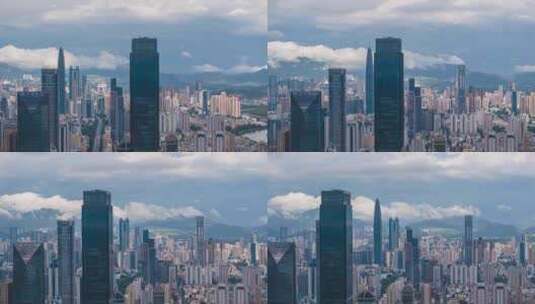 深圳城市天际线云海航拍延时高清在线视频素材下载