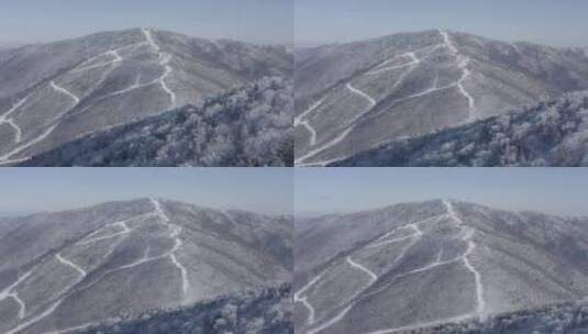 航拍吉林省吉林市北大湖滑雪场冬季风光高清在线视频素材下载