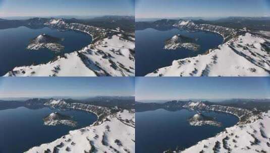 火山口，湖，岛，雪高清在线视频素材下载