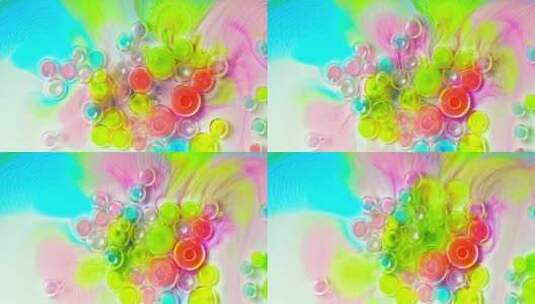 彩色震撼恢弘微观泡泡丙烯颜料墨水流体艺术高清在线视频素材下载