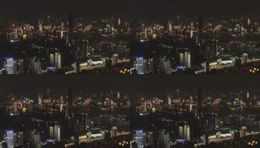武汉江滩航拍立交桥灯光秀高楼大厦城市马路高清在线视频素材下载