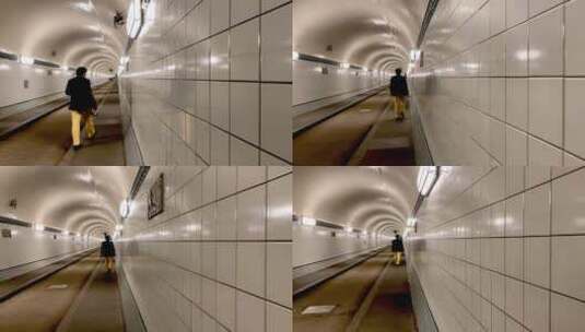 男人在地铁站行走高清在线视频素材下载