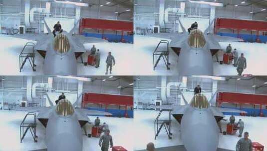 工厂里的战斗飞机高清在线视频素材下载