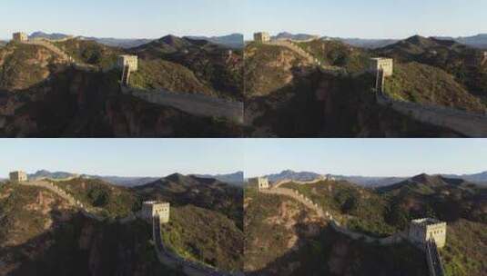 金山岭长城航拍4K中国万里长城日出高清在线视频素材下载