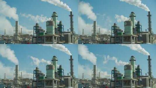 发电厂烟囱排放的白烟高清在线视频素材下载