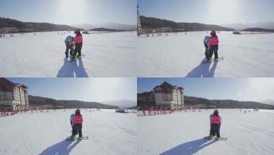 学习滑雪高清在线视频素材下载