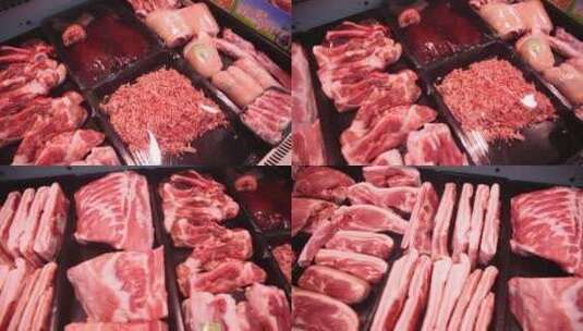 肉类市场卖猪肉高清在线视频素材下载