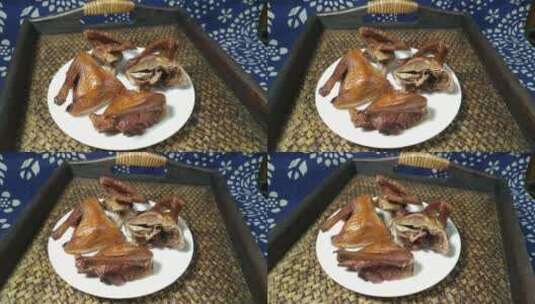 烤脆皮乳鸽美食4k实拍视频高清在线视频素材下载