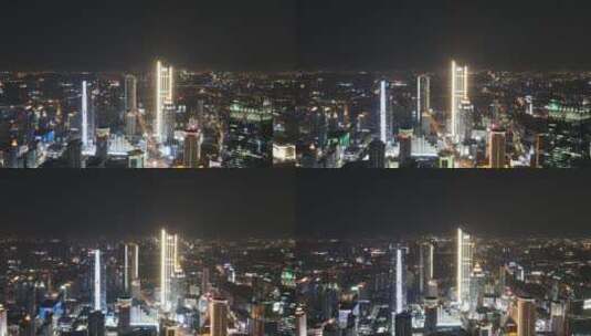 无锡市区三阳广场夜景航拍4K视频素材高清在线视频素材下载