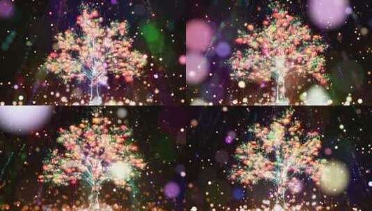 梦幻光斑粒子树背景高清在线视频素材下载