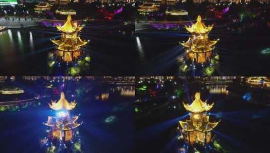 贵州铜仁城市夜景灯光航拍高清在线视频素材下载