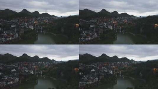 湖南湘西芙蓉镇4A景区航拍高清在线视频素材下载
