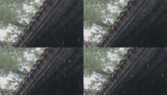 木房屋檐雨水高清在线视频素材下载