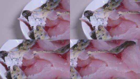 一盘鱼肉生鱼片高清在线视频素材下载
