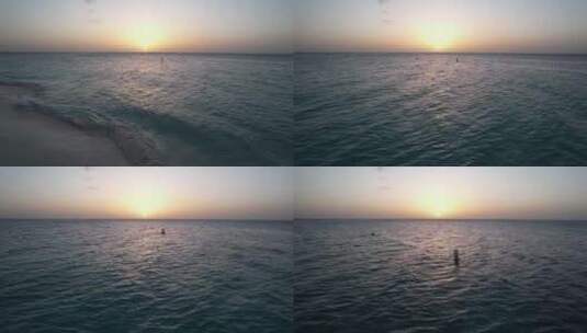 黄昏傍晚海洋波浪视频航拍高清在线视频素材下载