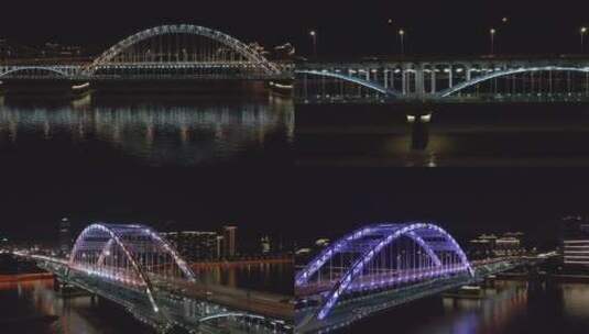 杭州 复兴大桥 夜景 灯光秀高清在线视频素材下载
