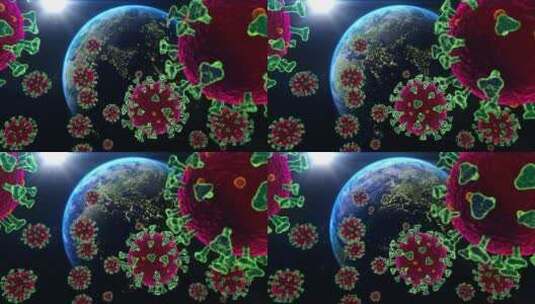 漂浮在太空中的冠状病毒抵达地球高清在线视频素材下载