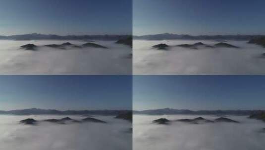 航拍日出前的群山和云海高清在线视频素材下载
