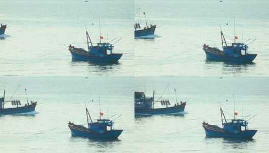 在水中移动的渔船高清在线视频素材下载
