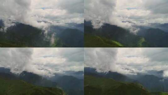 青藏高原 群山 云雾 航拍 青海高清在线视频素材下载