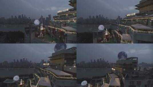 重庆地标千厮门大桥夜景航拍高清在线视频素材下载