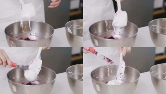 年轻女性烘培师在厨房制作西点甜点高清在线视频素材下载