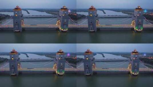 扬州万福大桥夜景高清在线视频素材下载