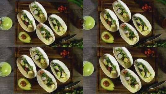 墨西哥卷饼配鱼和沙拉高清在线视频素材下载