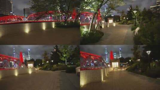上海苏州河外白渡桥夜景高清在线视频素材下载