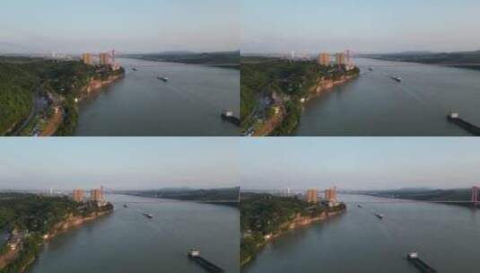 航拍湖北宜昌长江公路大桥高清在线视频素材下载