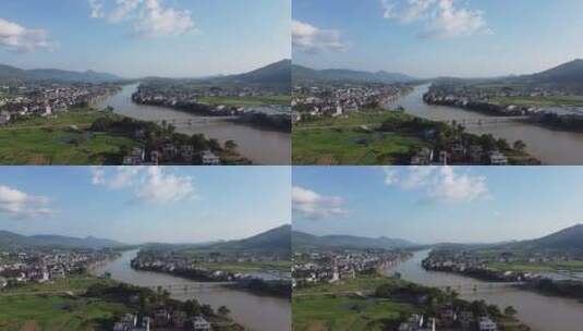 航拍衡阳乡村民居小镇高清在线视频素材下载