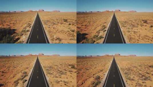行驶在戈壁沙漠的公路上高清在线视频素材下载