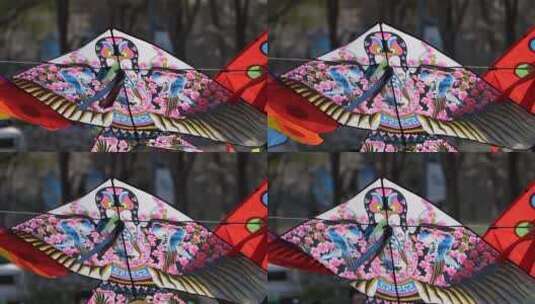 4k春天踏青放风筝风筝高清在线视频素材下载