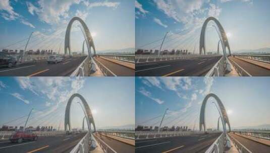 北京石景山新首钢大桥白天白云高清在线视频素材下载