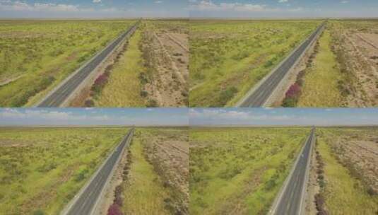 新疆库车荒野无人区公路汽车自驾游旅行高清在线视频素材下载