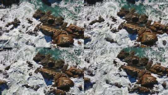 航拍蔚蓝大海海浪慢镜头高清在线视频素材下载