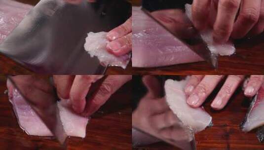 鱼 鲢鳙 花鲢 酸菜鱼 胖头鱼 鱼肉片 片鱼高清在线视频素材下载