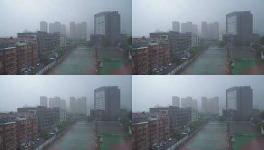 雾气雾霾阴天下雨暴雨中的城市高清在线视频素材下载