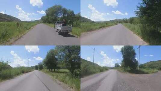 自驾实拍乡间小路沿途风光第一视角高清在线视频素材下载