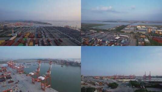 4K航拍海上运输集装箱货运码头中转视频高清在线视频素材下载