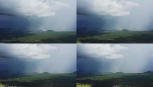 雨雾彩虹中的腾冲火山群高清在线视频素材下载