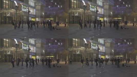 夜晚广场跳舞的人群高清在线视频素材下载