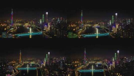4K航拍广州地标城市群夜景2高清在线视频素材下载