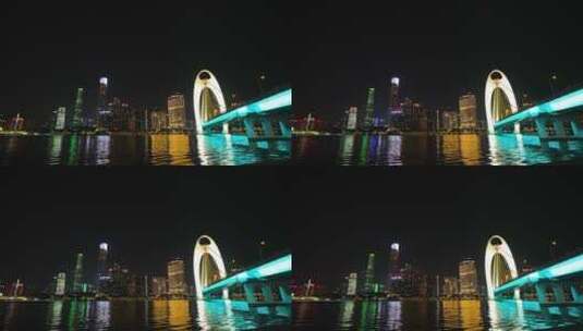 珠江新城猎德大桥夜景高清在线视频素材下载